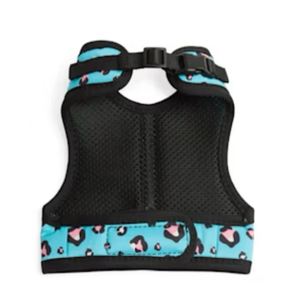 Leopard Print Kitty Harness Blue Pink Multi